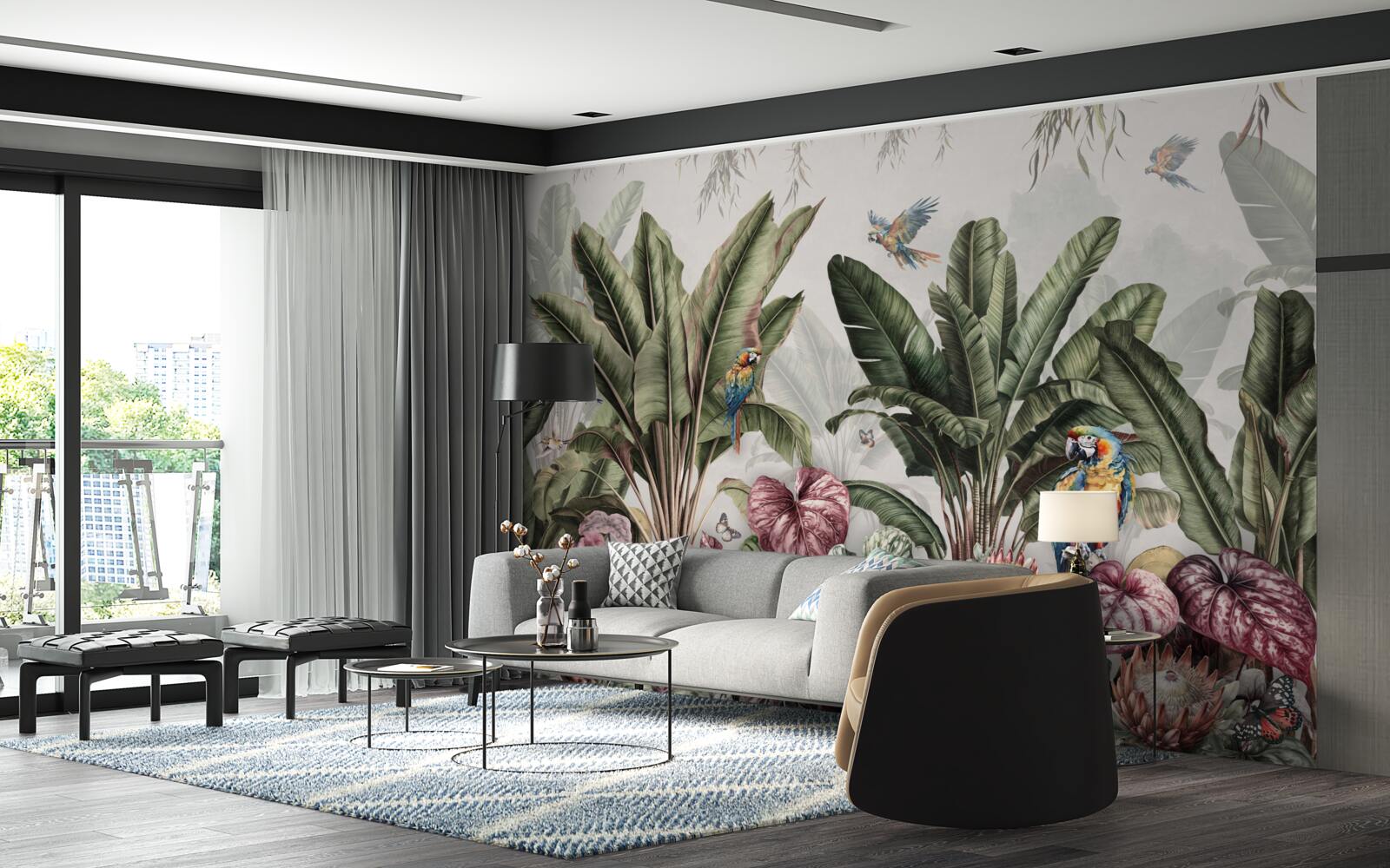 Fotobehang de beste groenten in de jungle en de papegaai