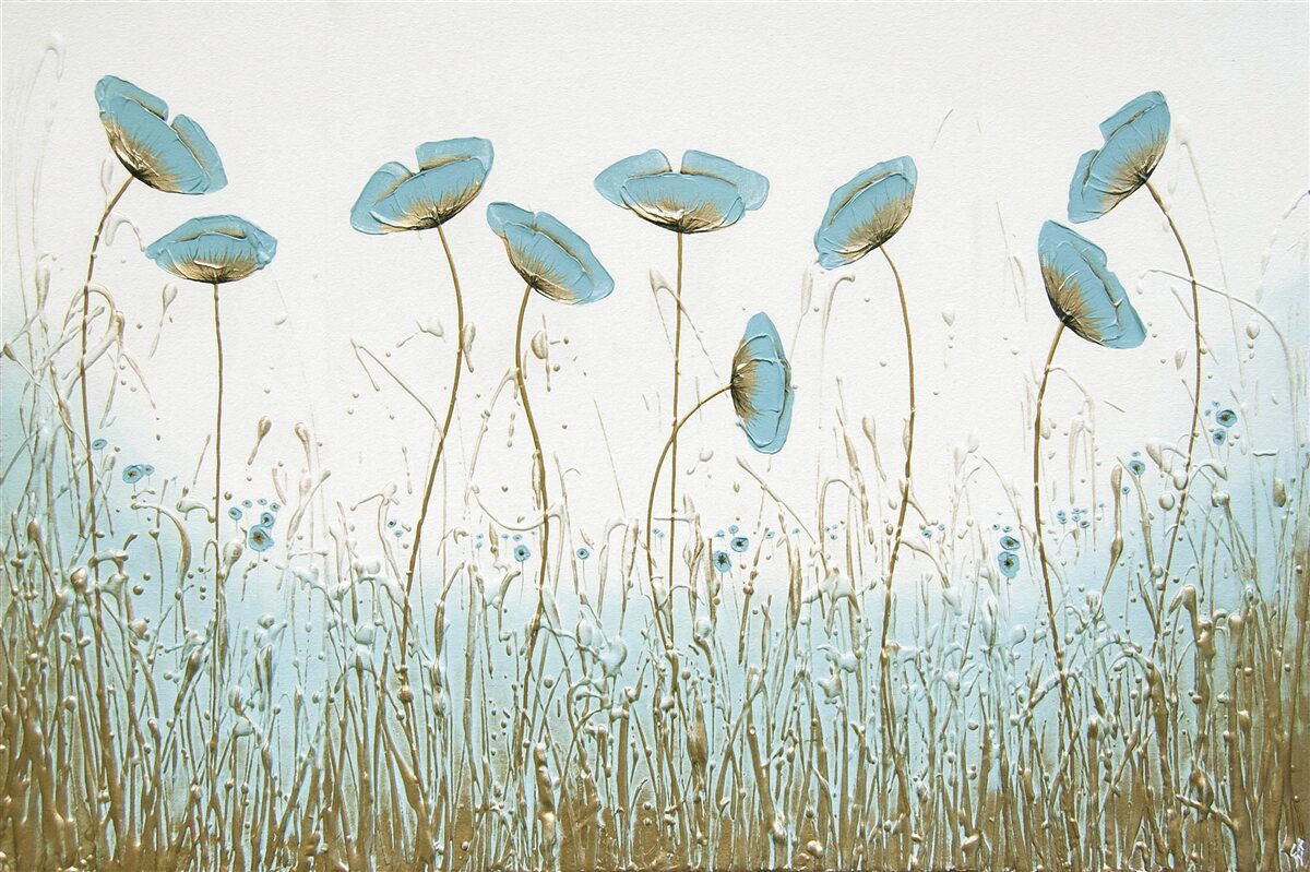 Fotobehang slanke blauwe klaprozen