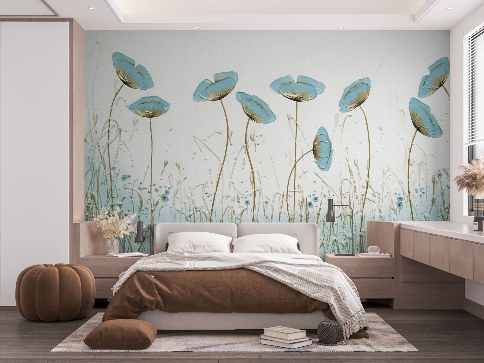 Fotobehang slanke blauwe klaprozen