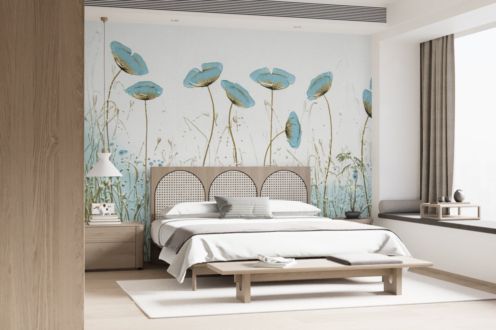 Fotobehang slanke blauwe klaprozen