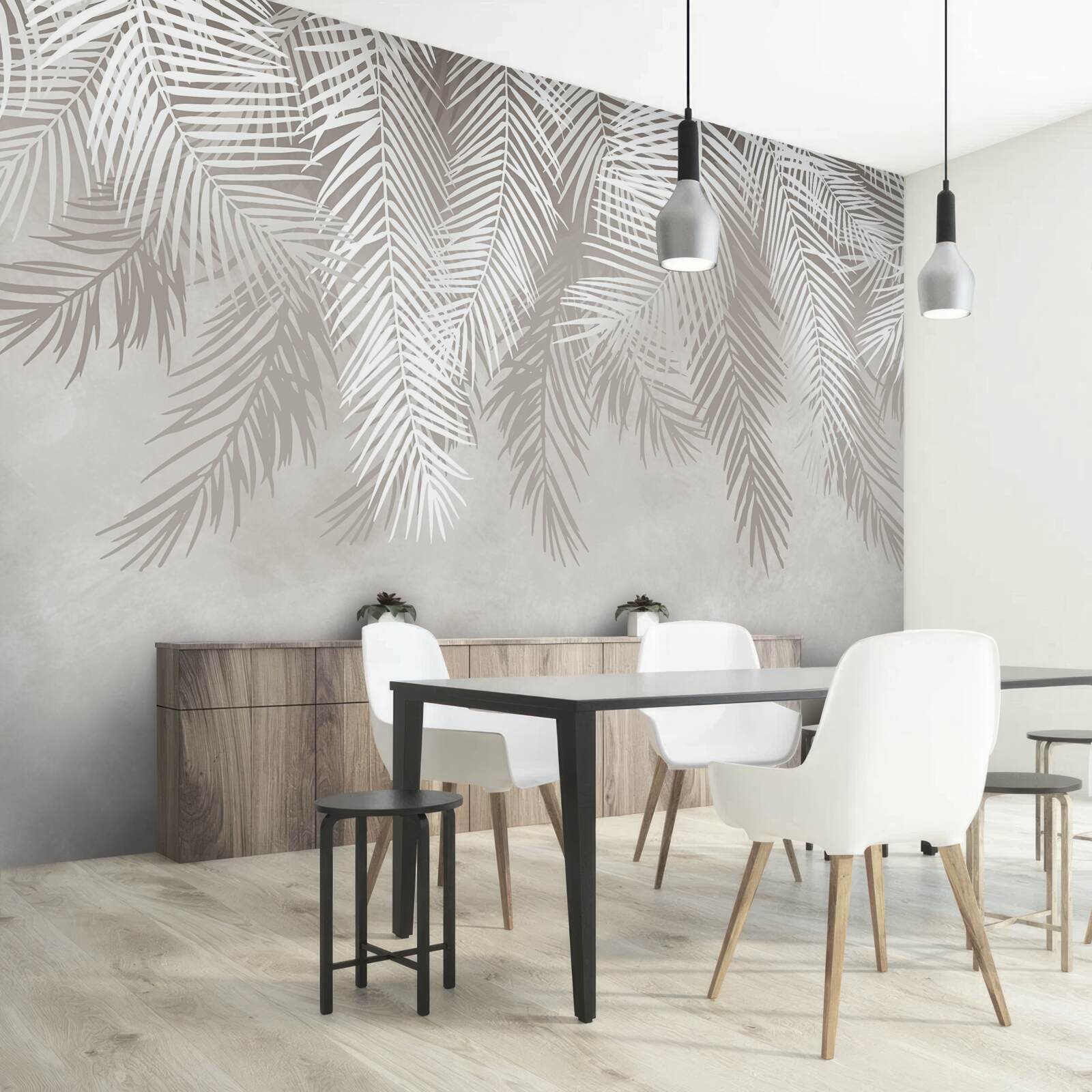 Fotobehang veren hangen tegen een lichte achtergrond