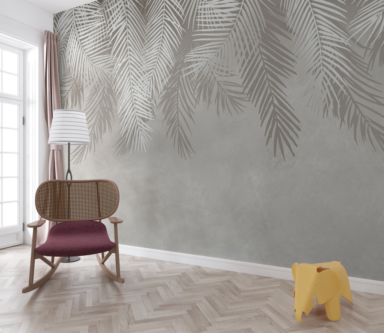 Fotobehang veren hangen tegen een lichte achtergrond