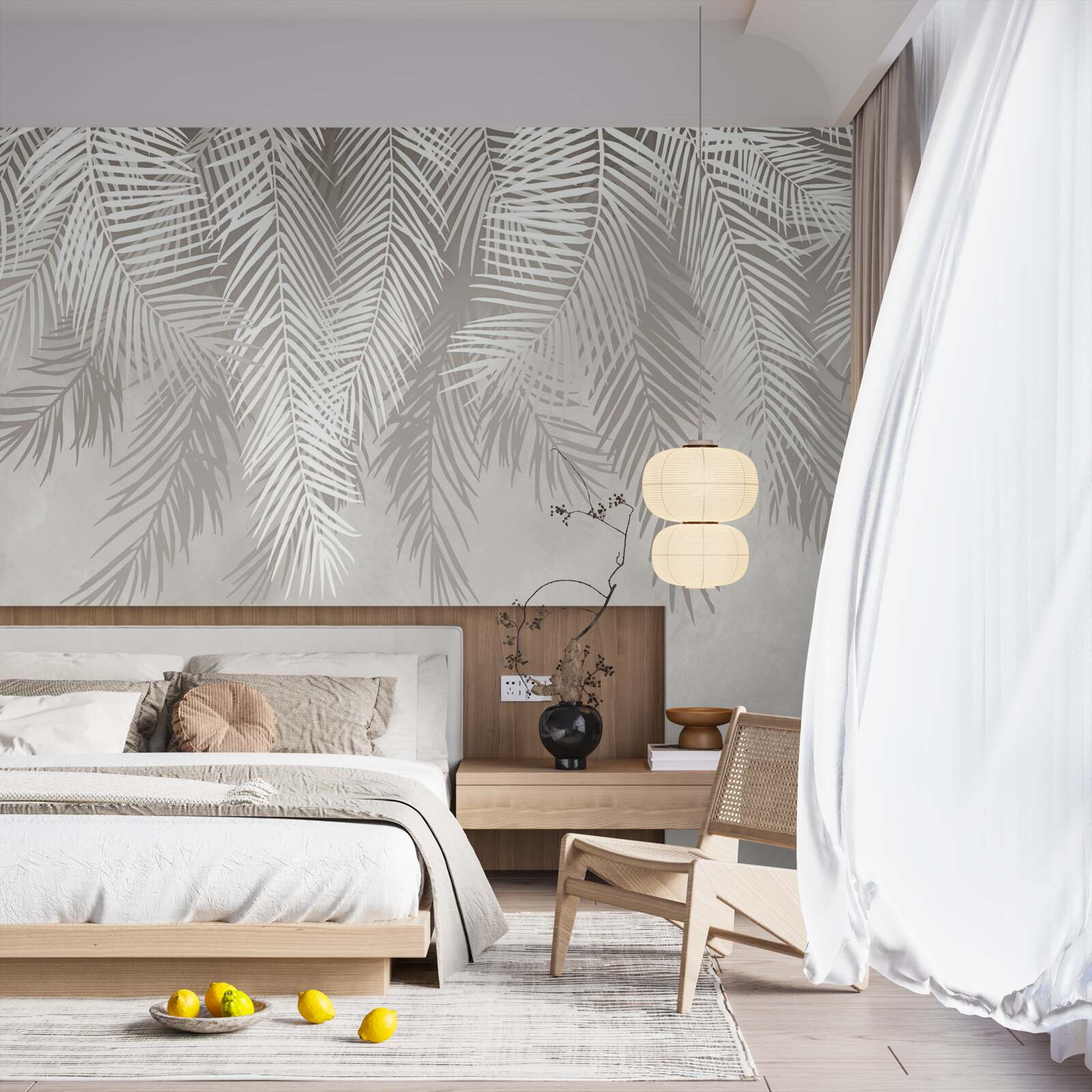 Fotobehang veren hangen tegen een lichte achtergrond