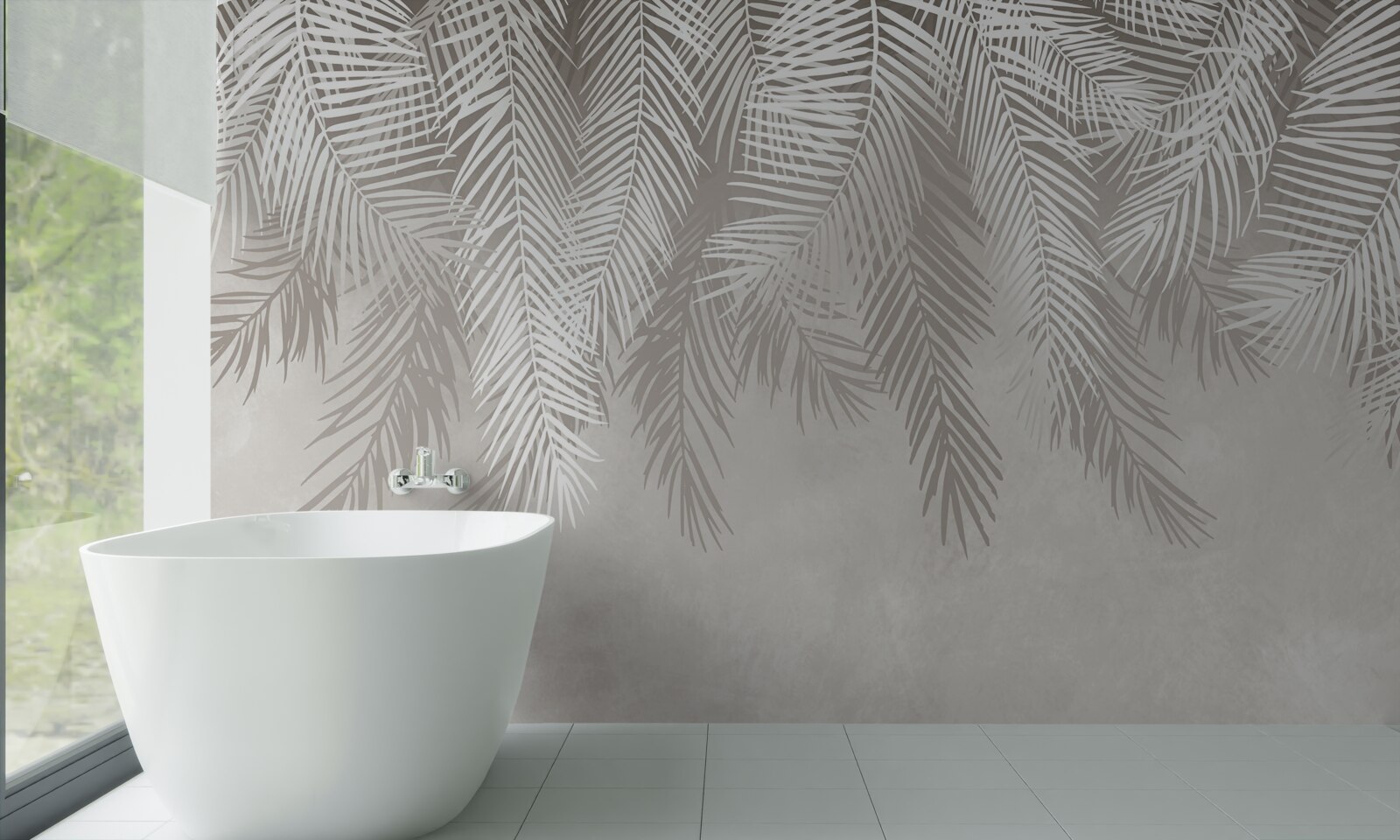 Fotobehang veren hangen tegen een lichte achtergrond