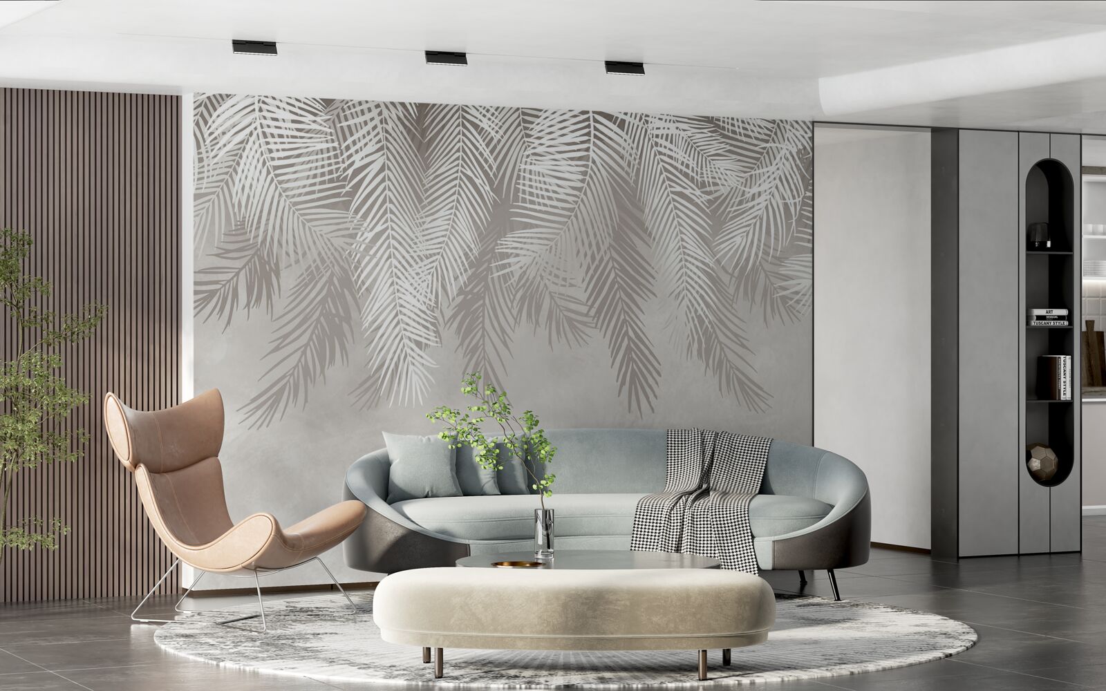 Fotobehang veren hangen tegen een lichte achtergrond