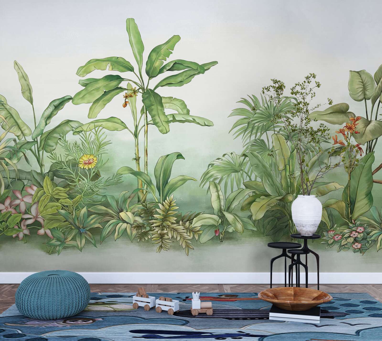 Fotobehang tropische vegetatie en licht zand op het strand