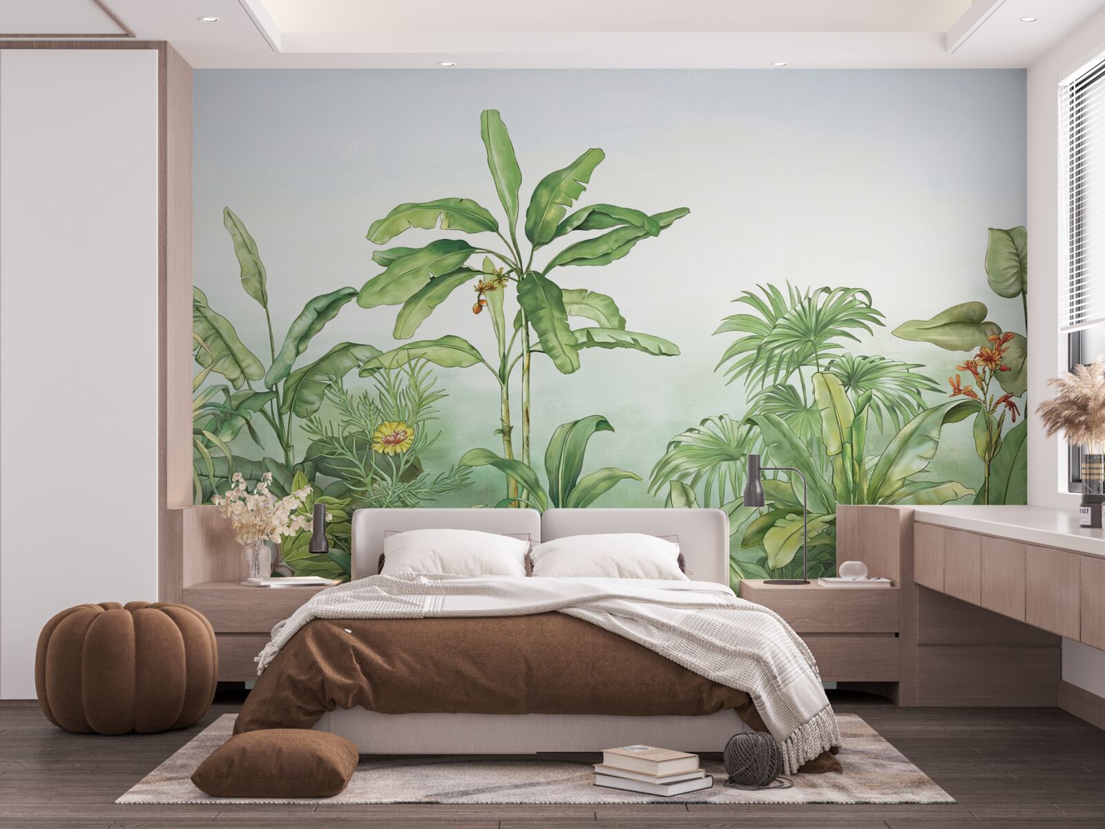 Fotobehang tropische vegetatie en licht zand op het strand