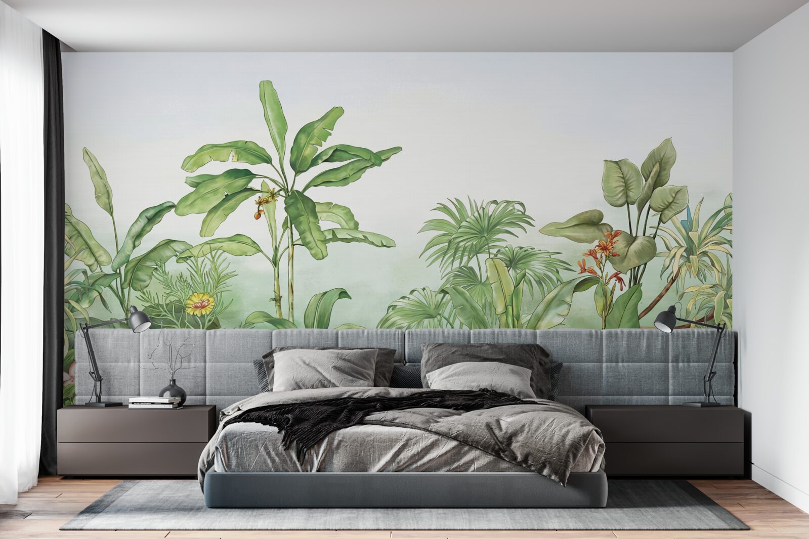 Fotobehang tropische vegetatie en licht zand op het strand