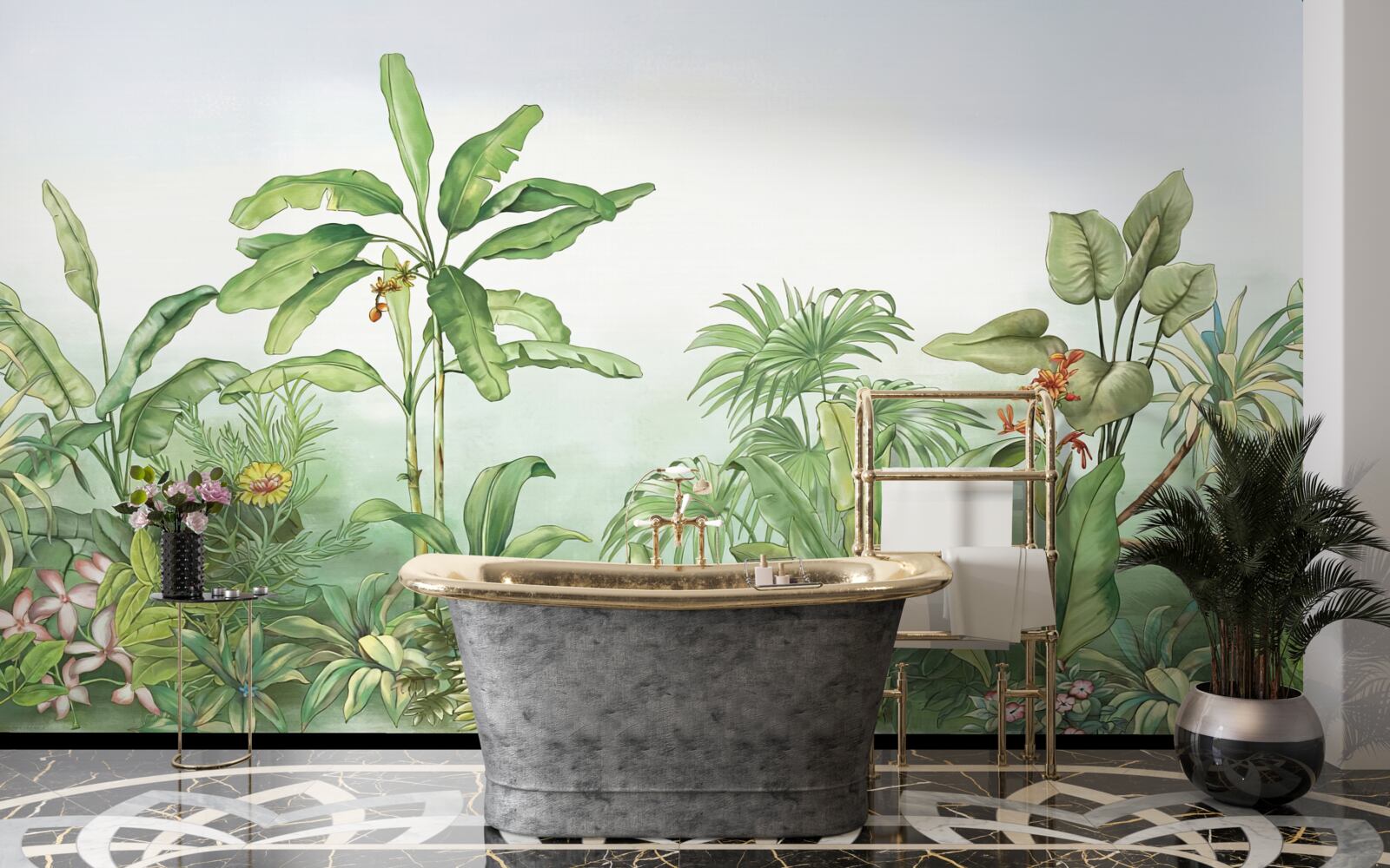 Fotobehang tropische vegetatie en licht zand op het strand