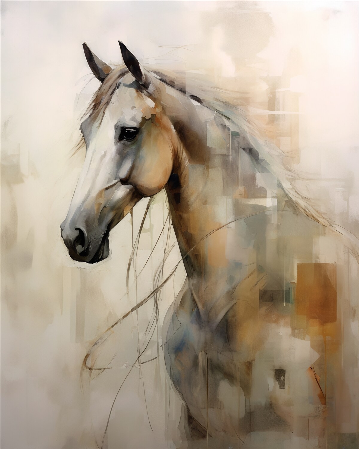 Fotobehang exotisch sneeuwwit paard met weelderige manen