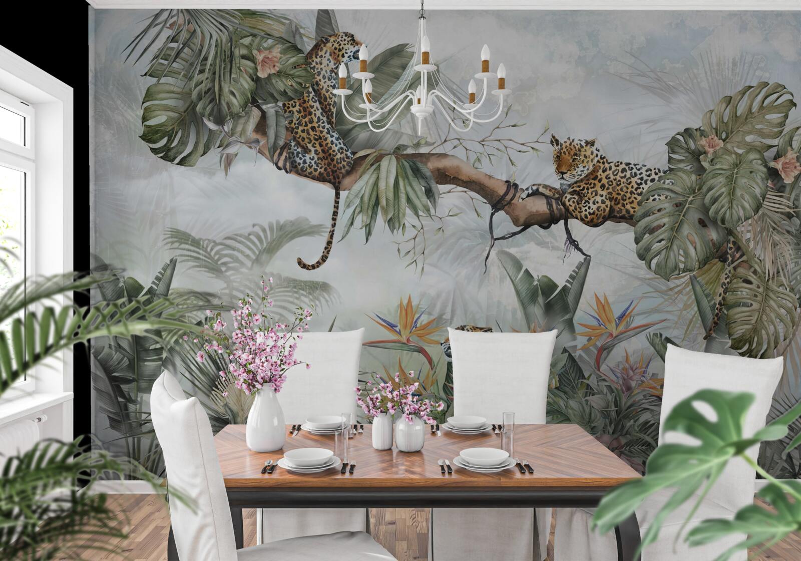 Fotobehang luipaard rust op een tak