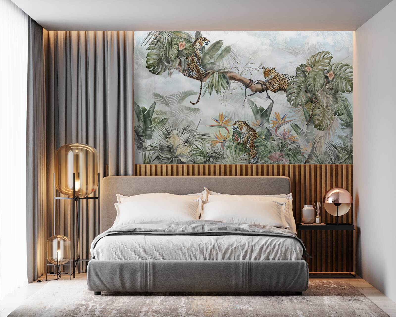 Fotobehang luipaard rust op een tak