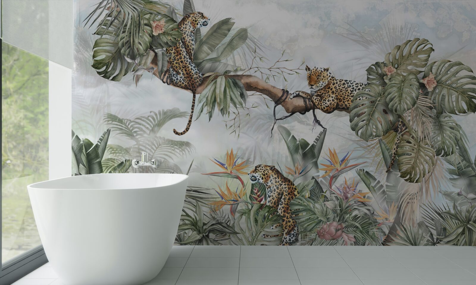 Fotobehang luipaard rust op een tak