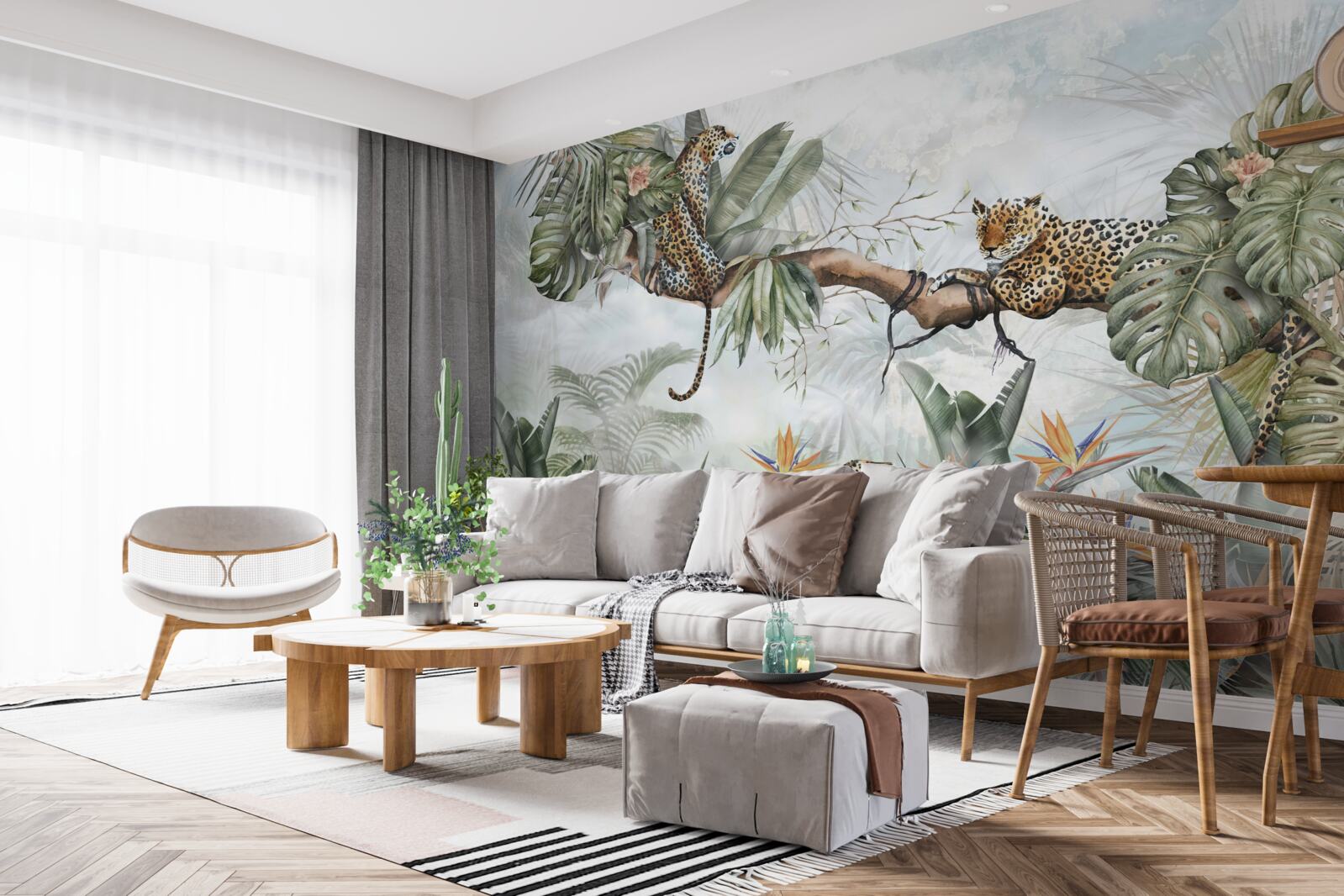 Fotobehang luipaard rust op een tak