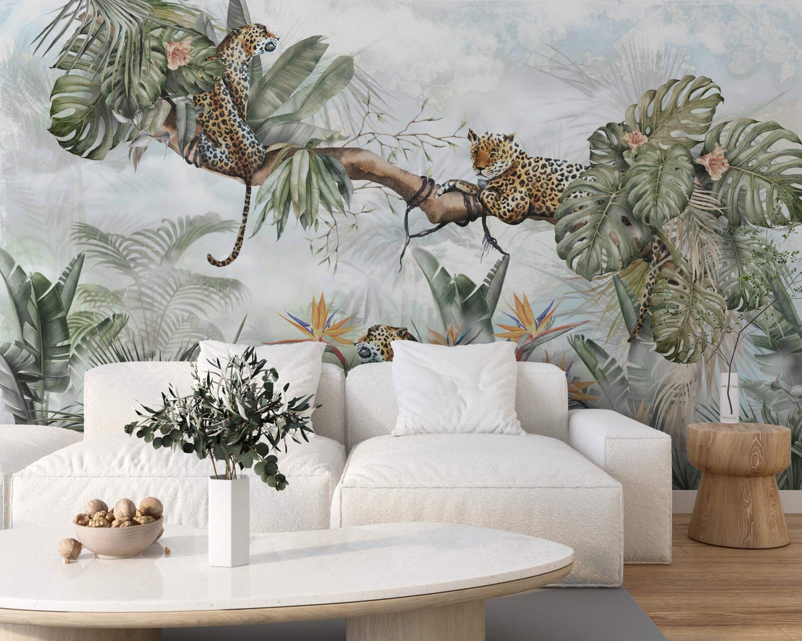 Fotobehang luipaard rust op een tak