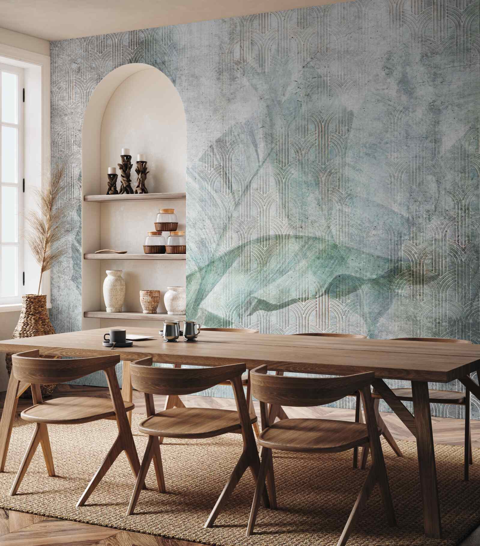 Fotobehang Aquarellen geïnspireerd op jungleplanten