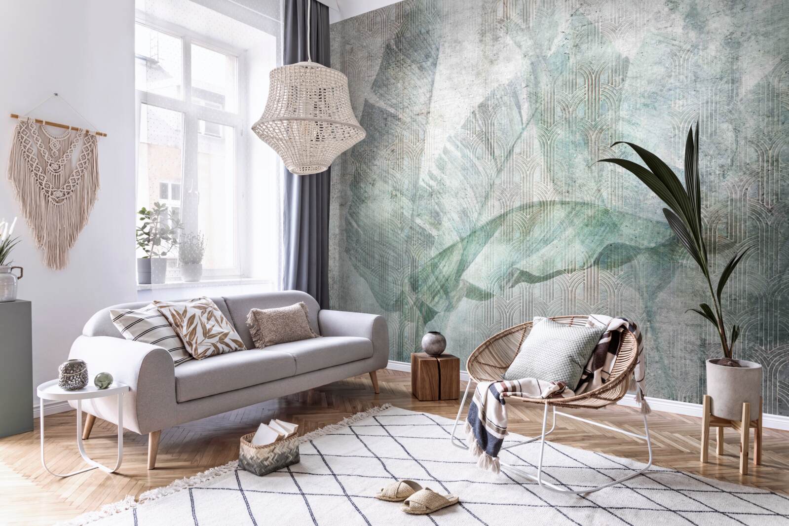 Fotobehang Aquarellen geïnspireerd op jungleplanten