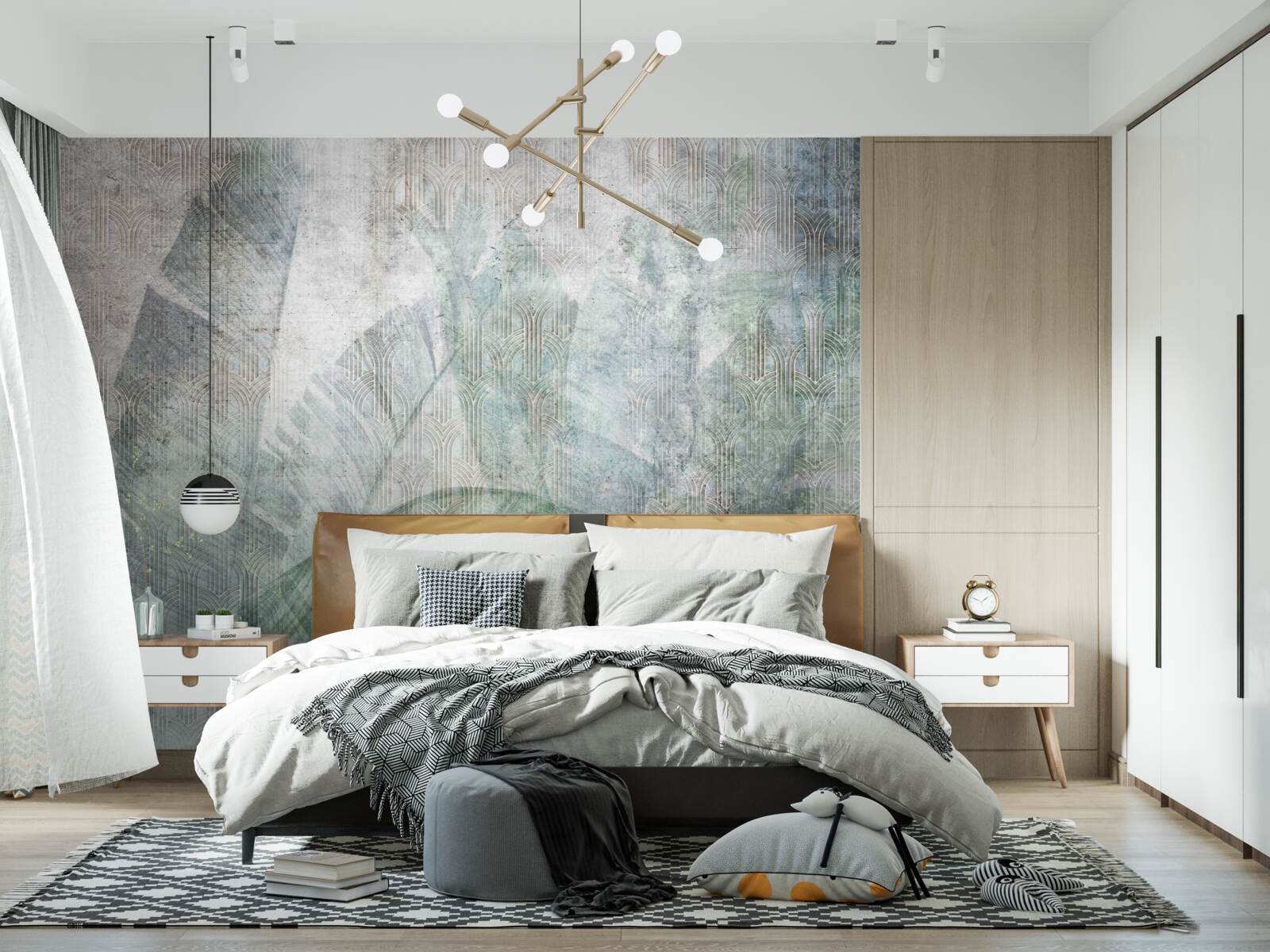 Fotobehang Aquarellen geïnspireerd op jungleplanten