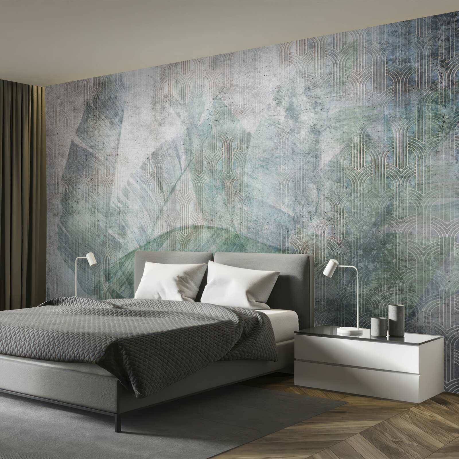 Fotobehang Aquarellen geïnspireerd op jungleplanten