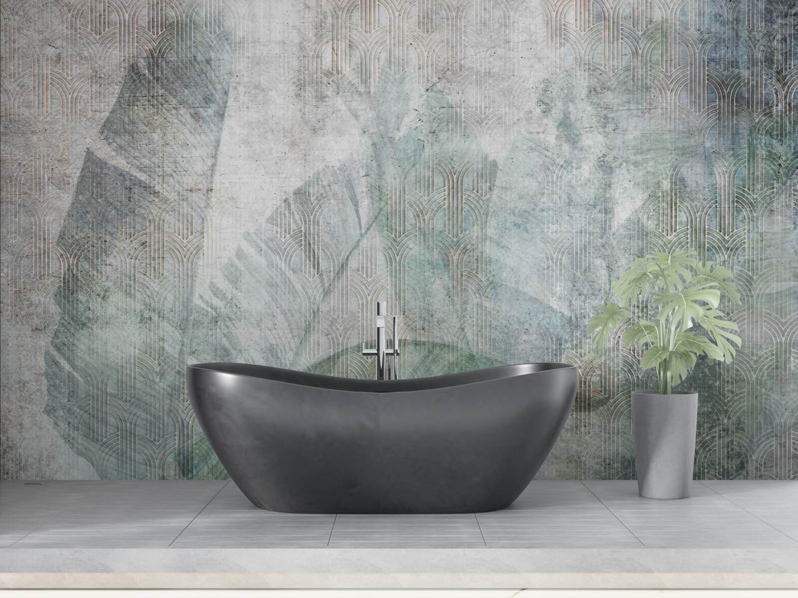 Fotobehang Aquarellen geïnspireerd op jungleplanten