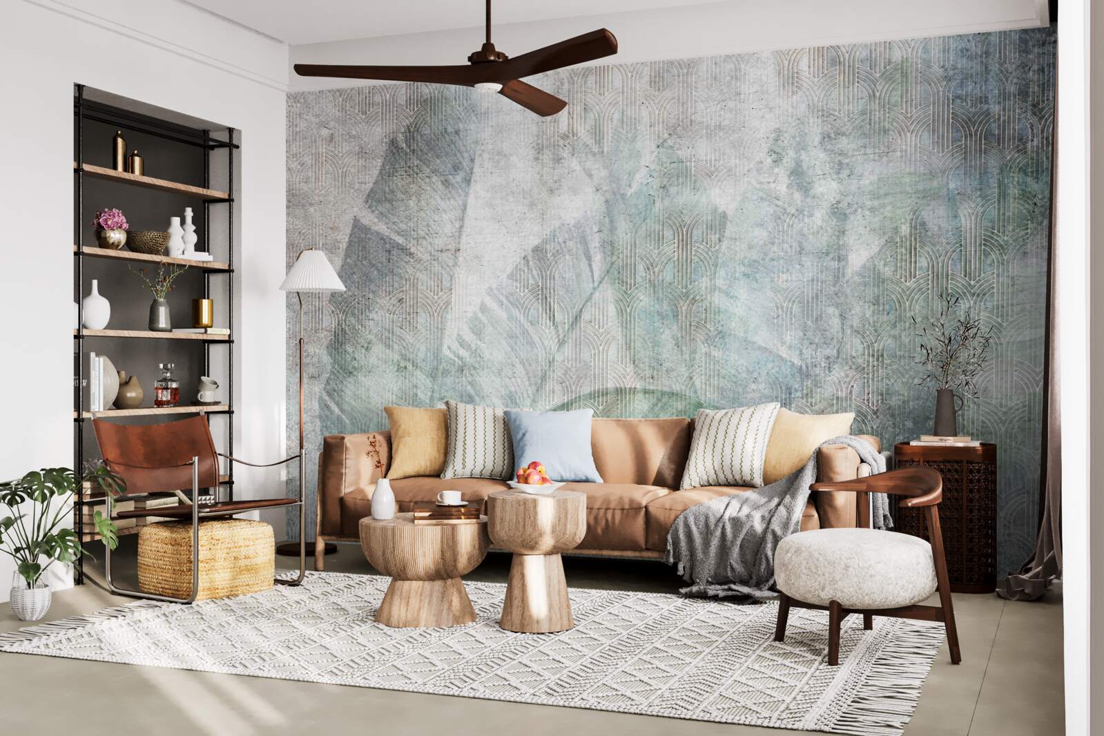 Fotobehang Aquarellen geïnspireerd op jungleplanten