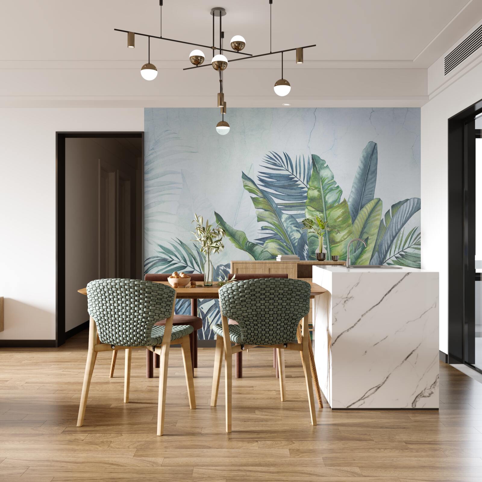 Fotobehang overzicht van exotische flora