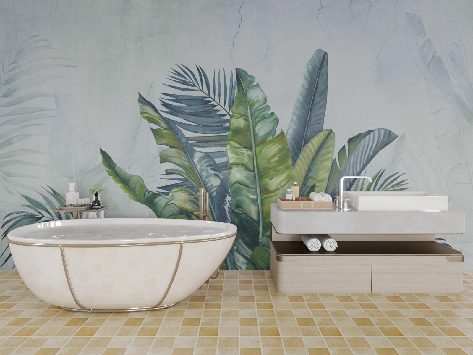 Fotobehang overzicht van exotische flora