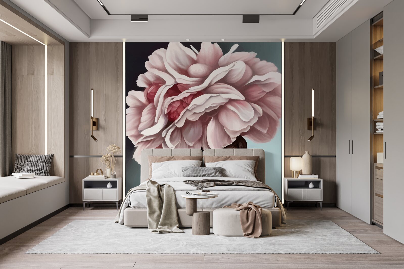 Fotobehang meisje wiens haar is vervangen door bloemen