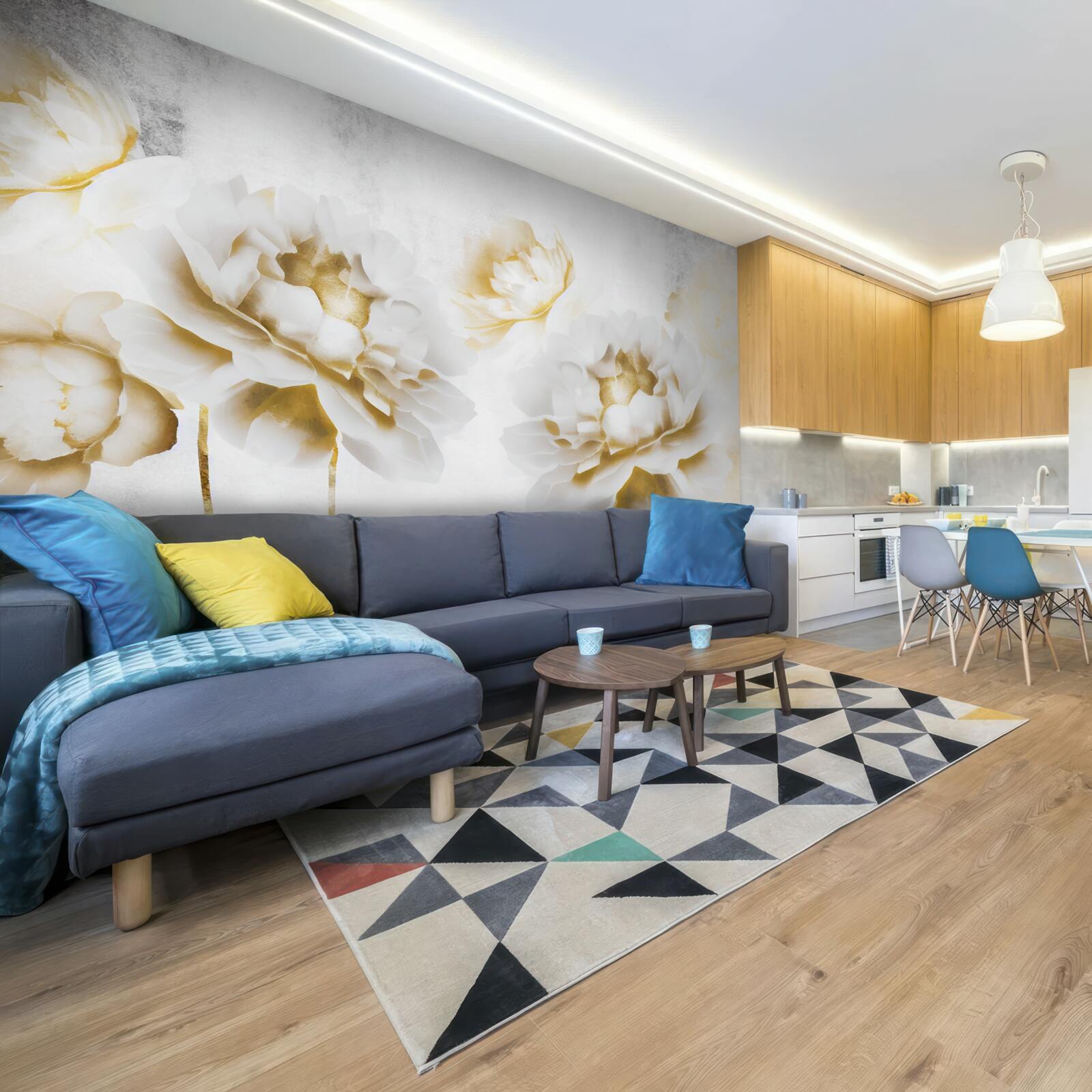 Fotobehang felicia, een lust voor het oog met haar gouden sneeuwwitte uiterlijk