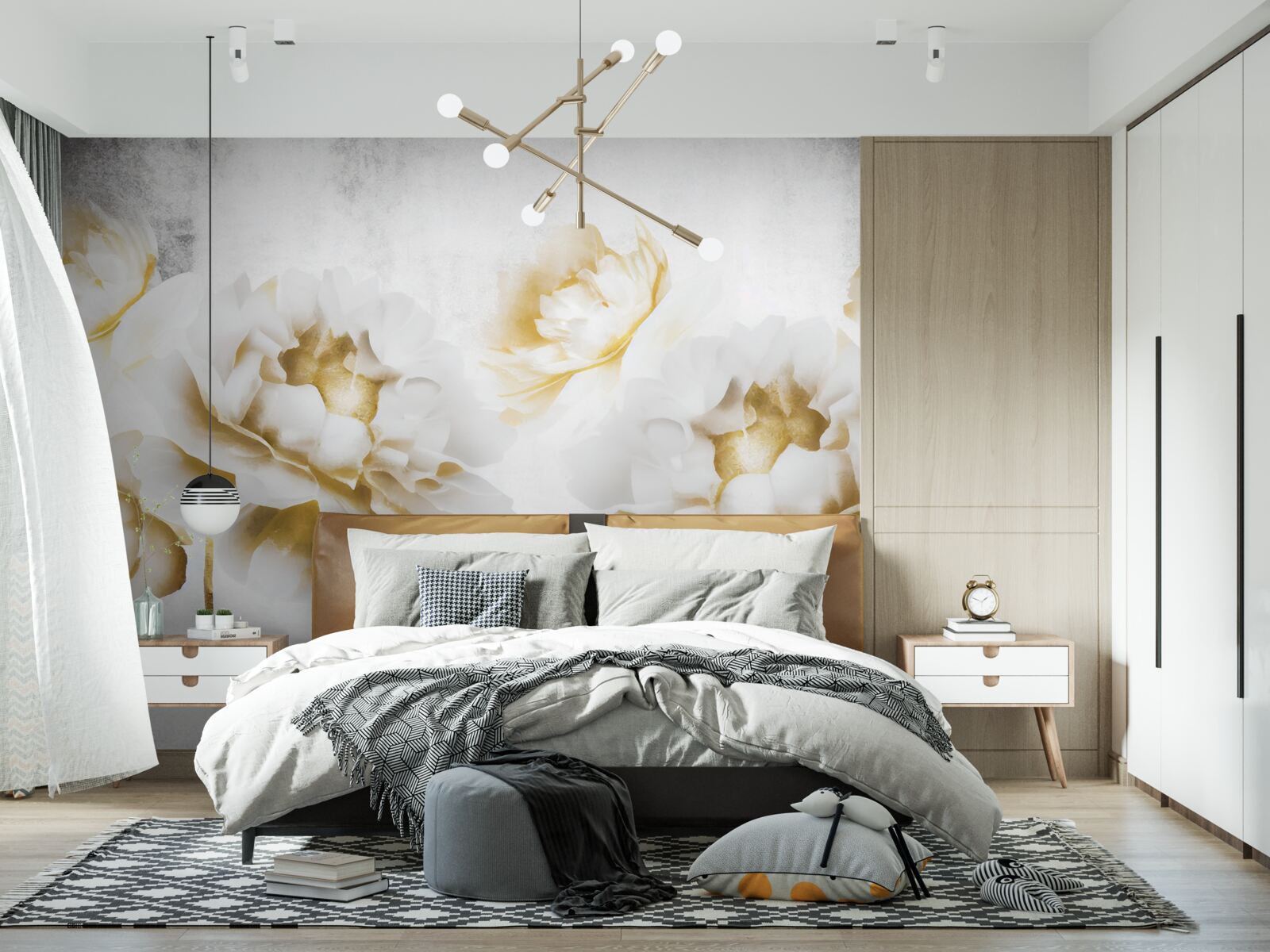 Fotobehang felicia, een lust voor het oog met haar gouden sneeuwwitte uiterlijk