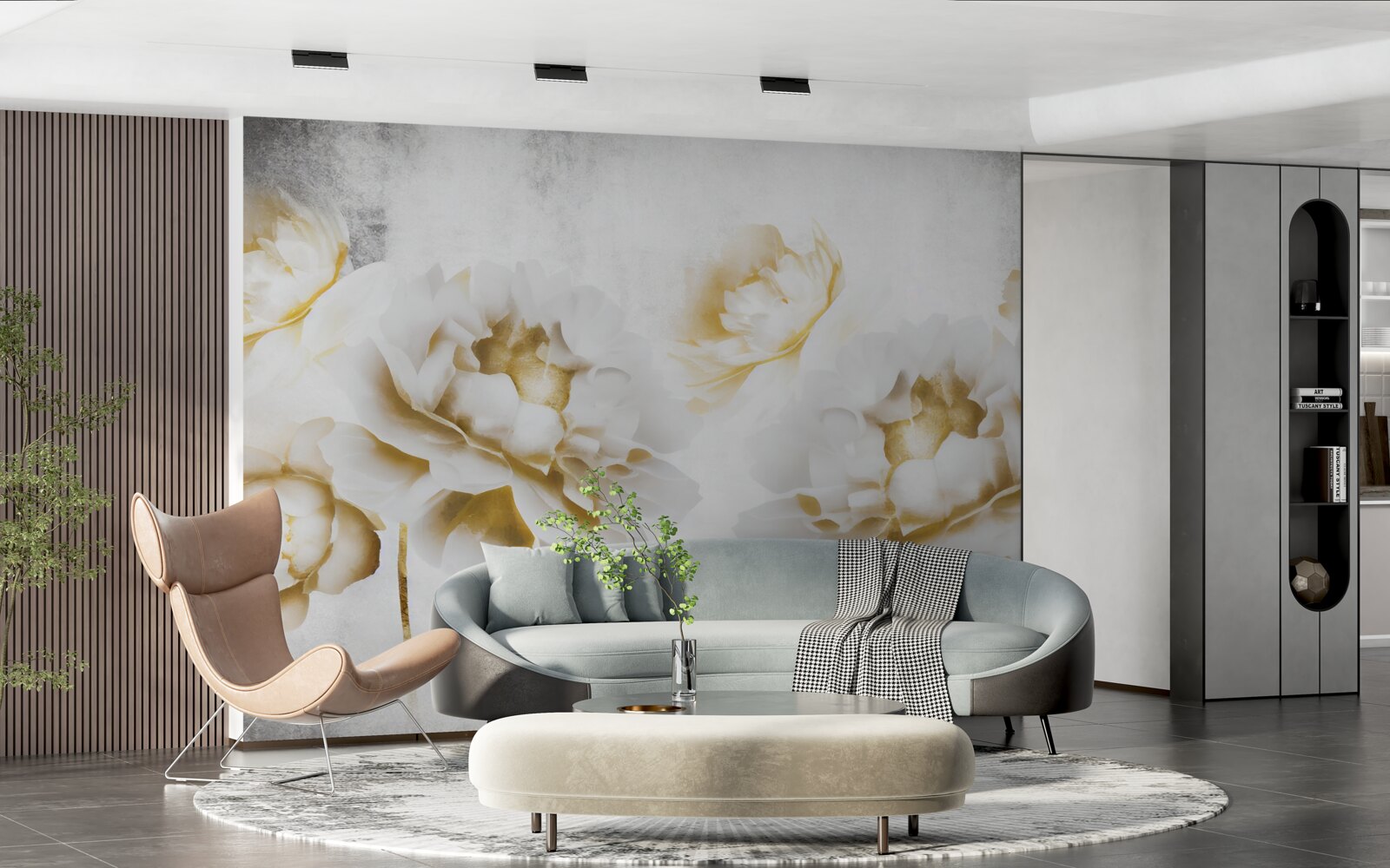 Fotobehang felicia, een lust voor het oog met haar gouden sneeuwwitte uiterlijk