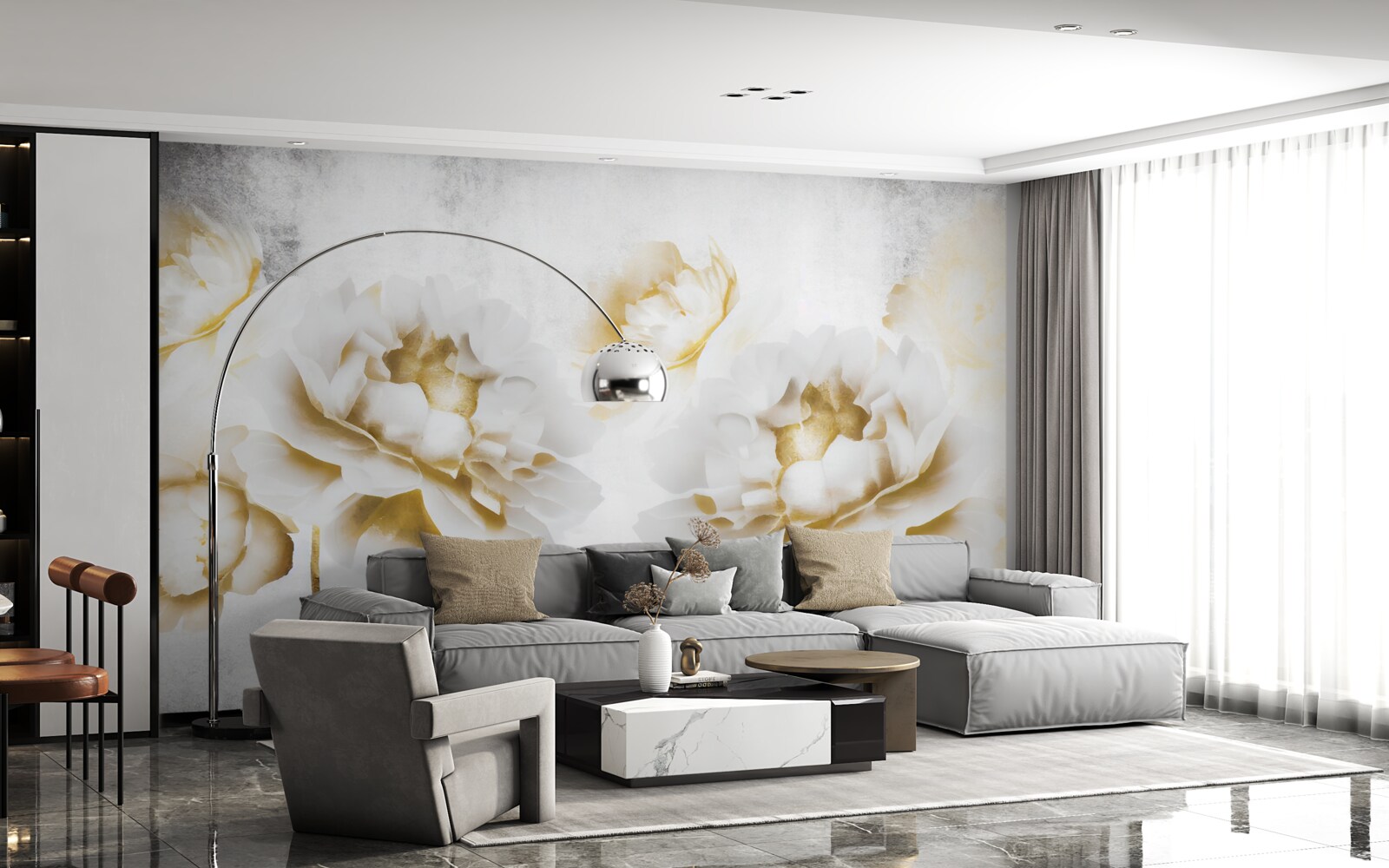 Fotobehang felicia, een lust voor het oog met haar gouden sneeuwwitte uiterlijk