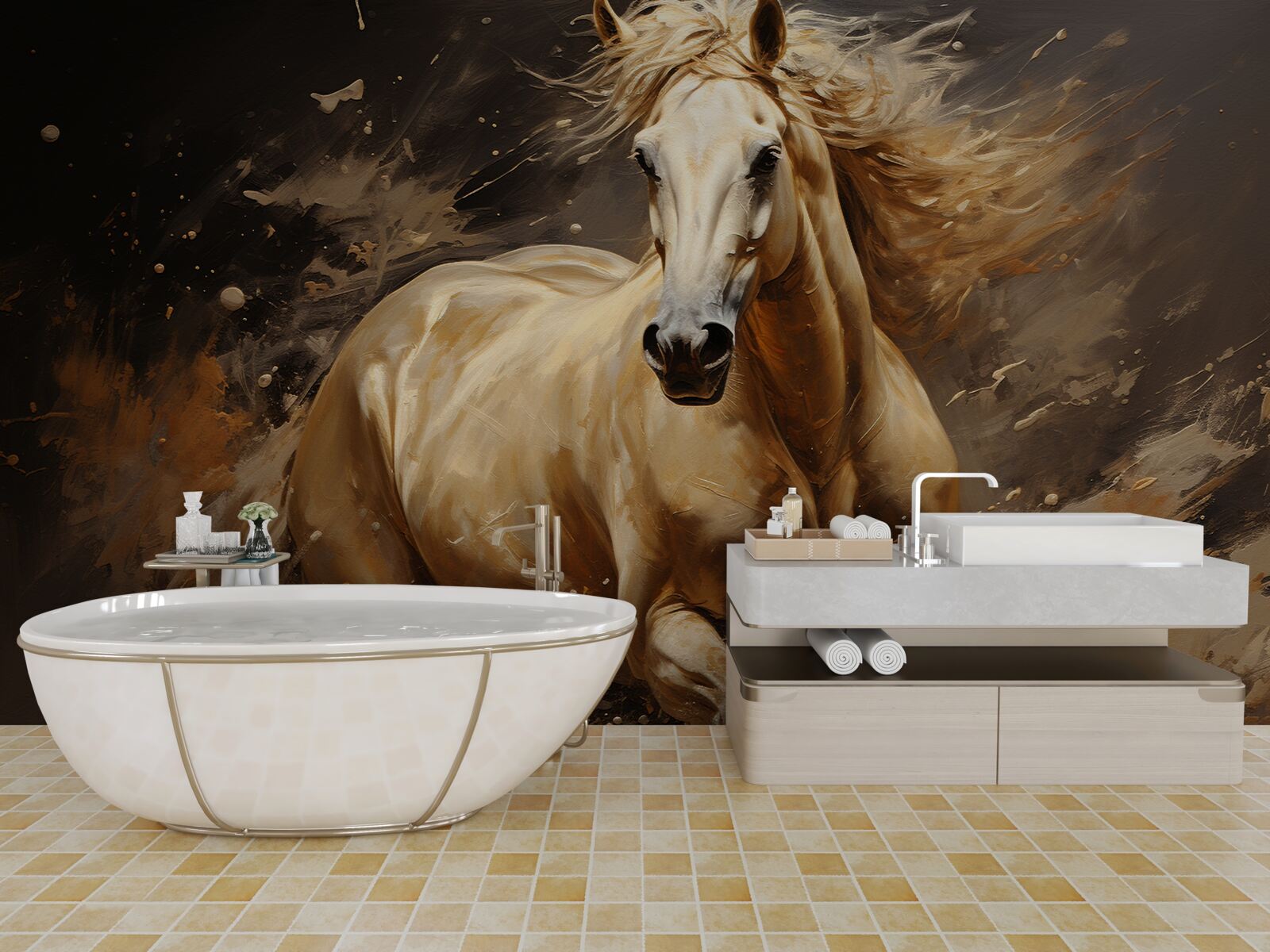 Fotobehang in een vlaag van snelheid paard