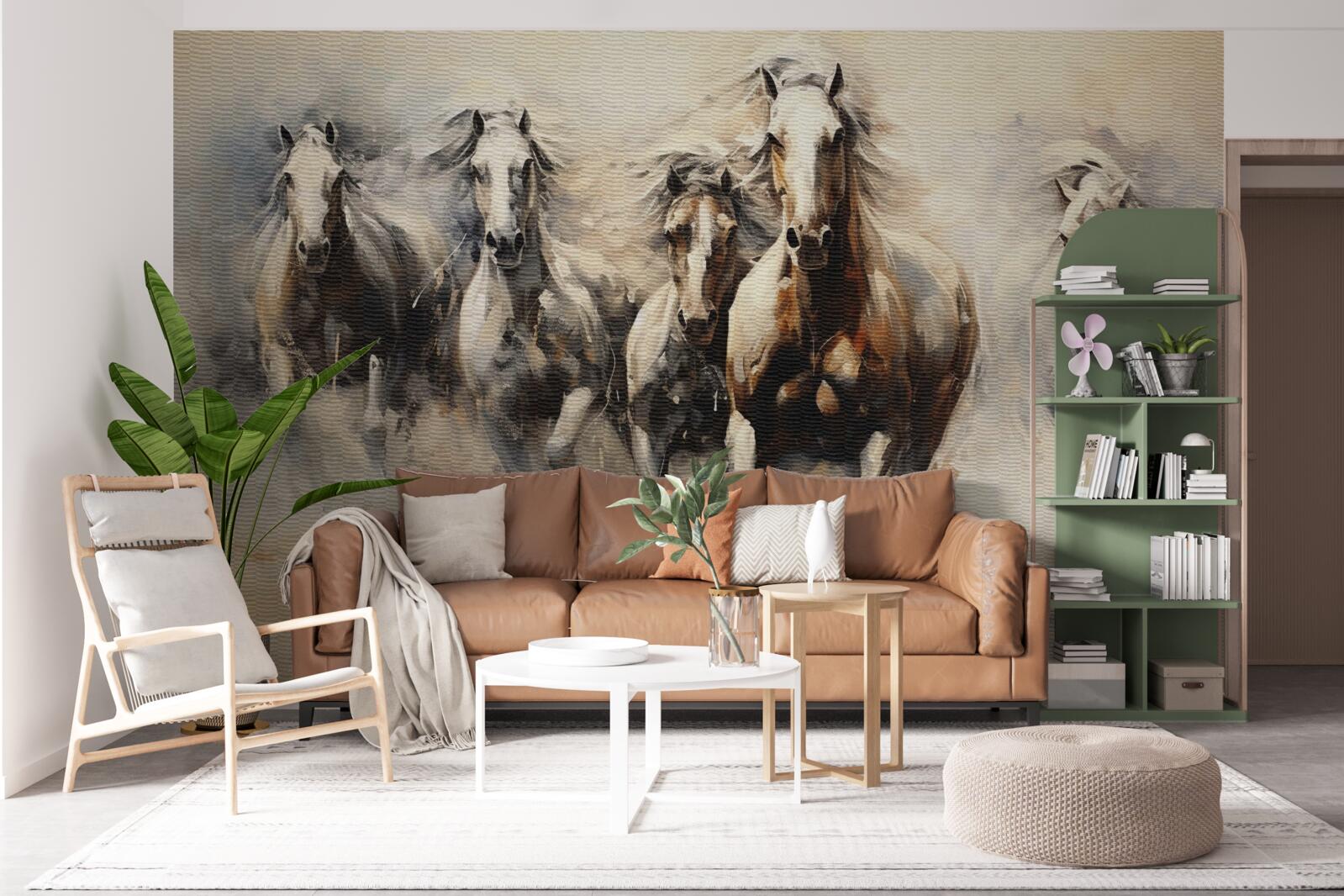 Fotobehang galoppeert een groep paarden