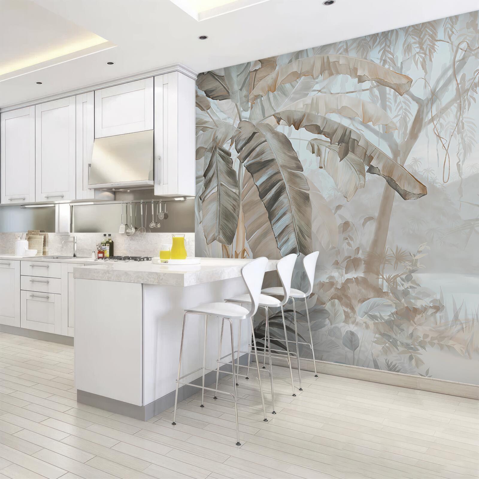 Fotobehang een met palmen omzoomde kustlijn die doet denken aan het paradijs