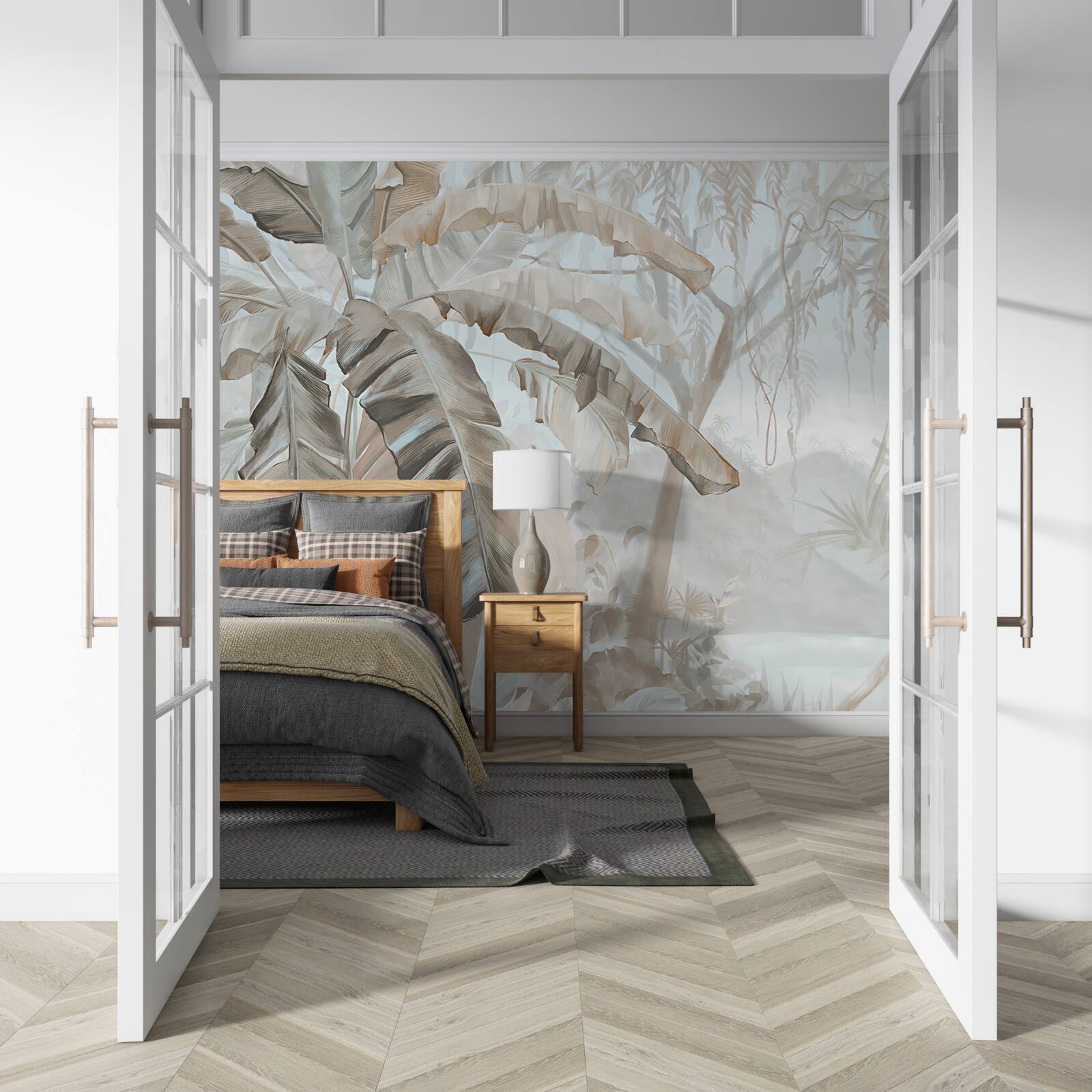 Fotobehang een met palmen omzoomde kustlijn die doet denken aan het paradijs