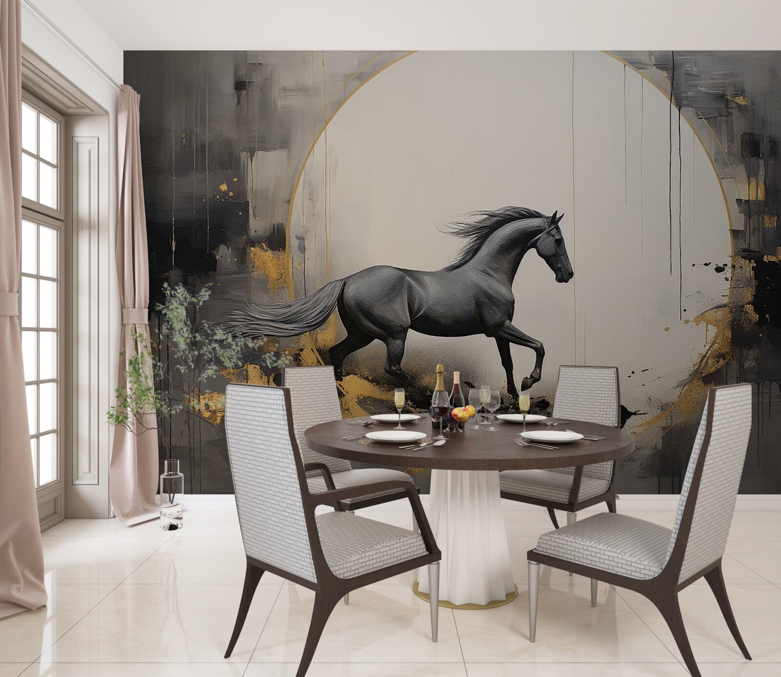 Fotobehang galopperend zwart paard