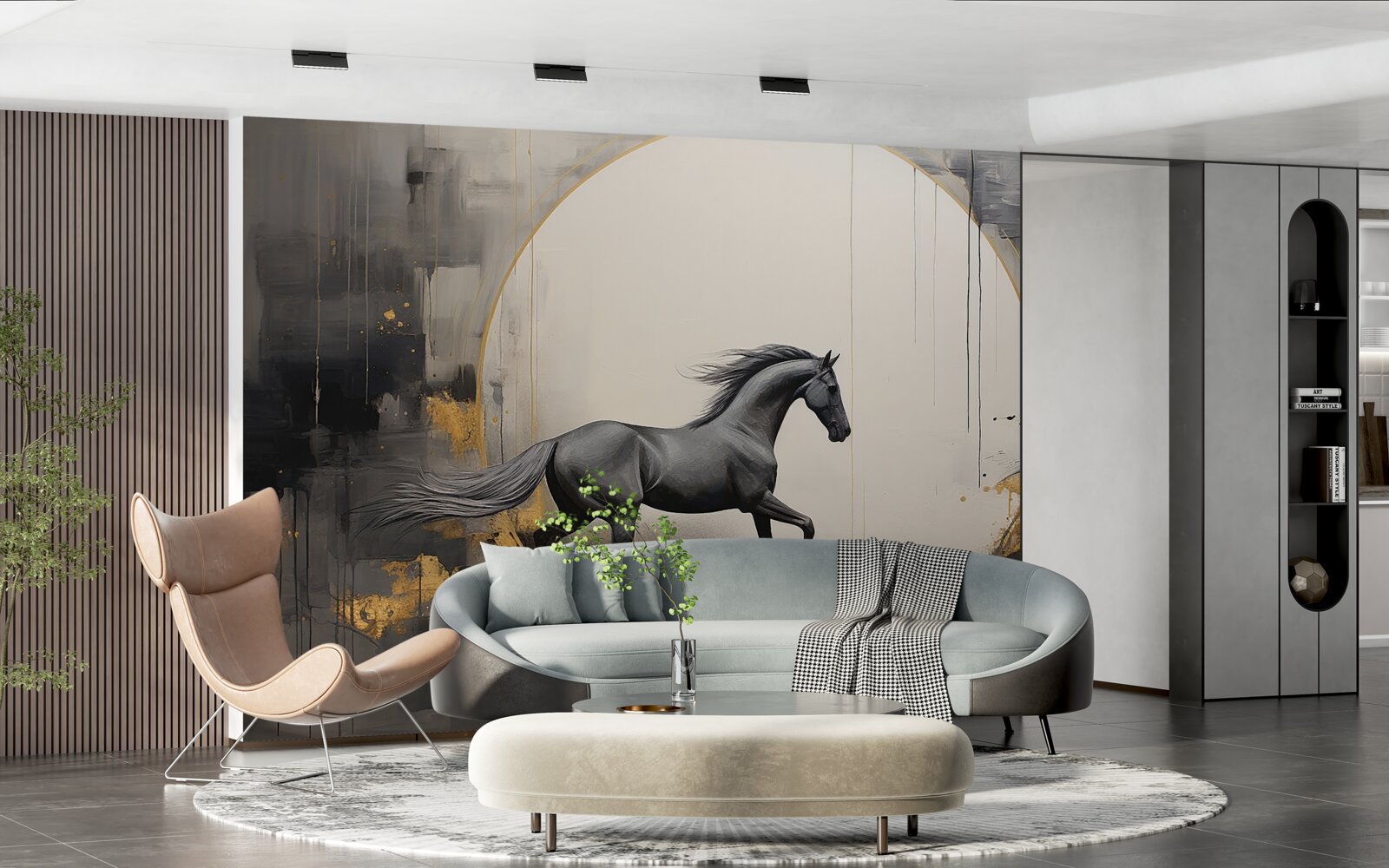 Fotobehang galopperend zwart paard