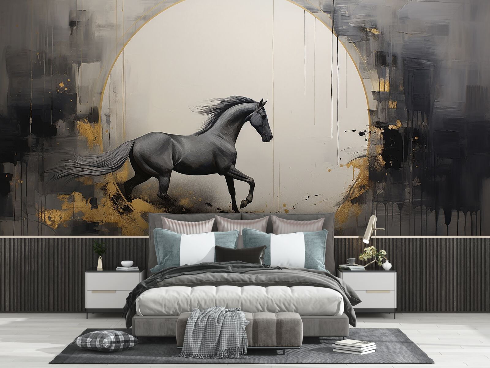 Fotobehang galopperend zwart paard