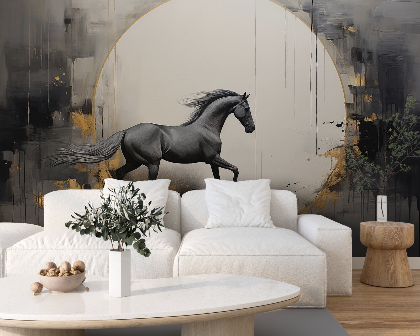 Fotobehang galopperend zwart paard