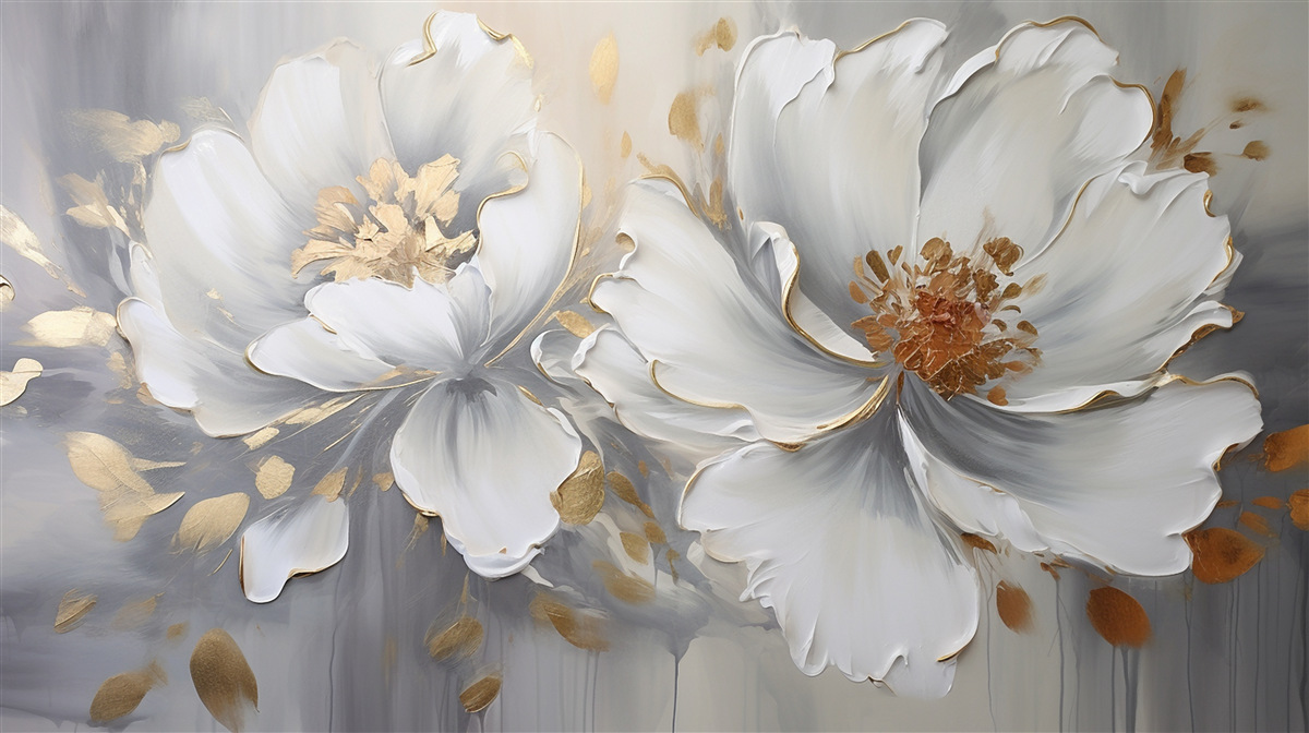 Fotobehang luxueuze bloemknoppen in sneeuwwit