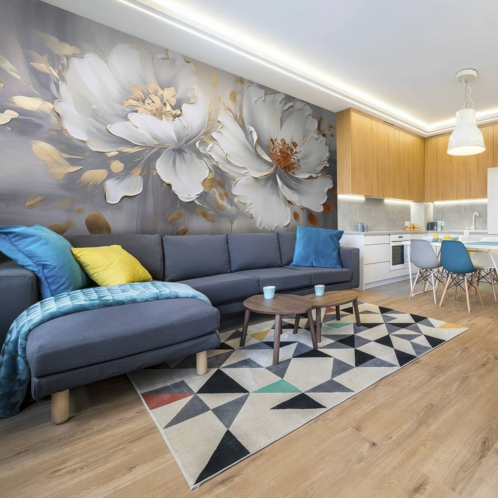 Fotobehang luxueuze bloemknoppen in sneeuwwit