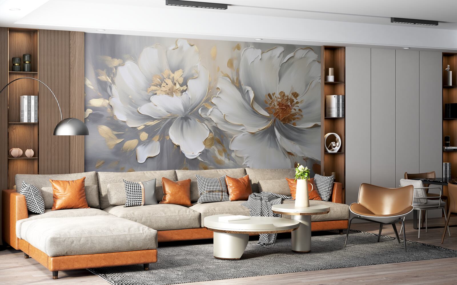 Fotobehang luxueuze bloemknoppen in sneeuwwit