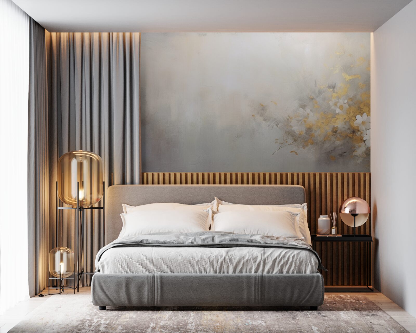 Fotobehang een mistige herfstochtend in een dicht bos