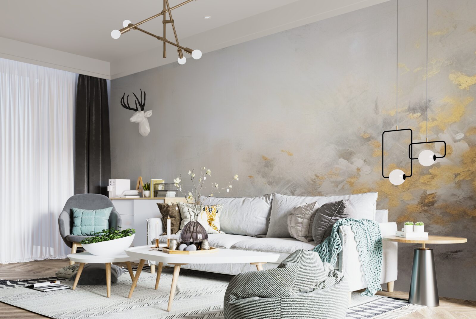 Fotobehang een mistige herfstochtend in een dicht bos