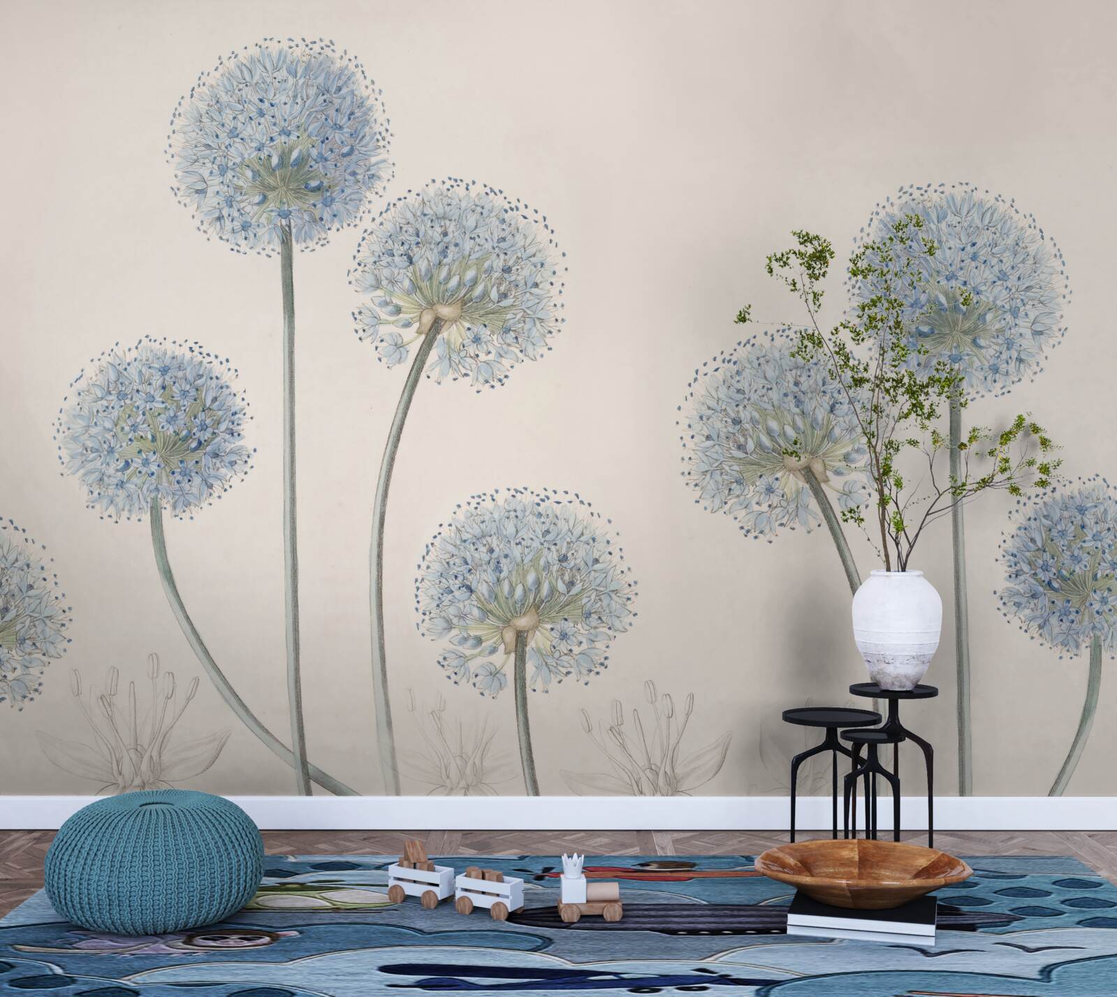 Fotobehang toppen van sierlijke agave bomen