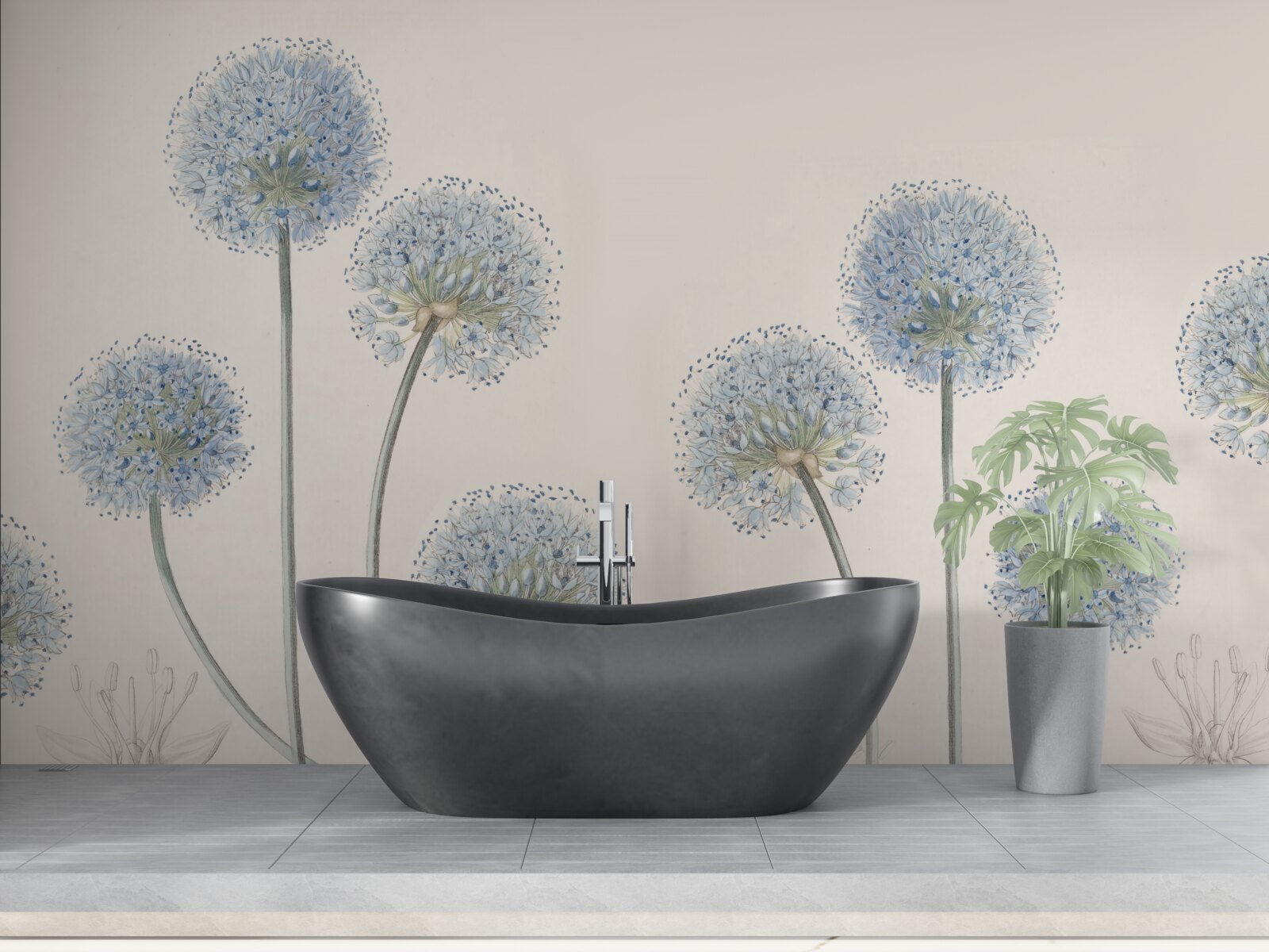 Fotobehang toppen van sierlijke agave bomen