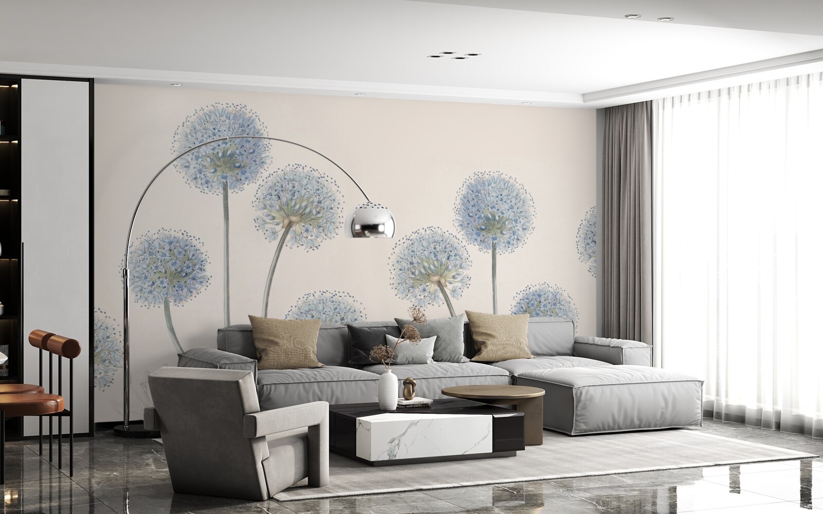 Fotobehang toppen van sierlijke agave bomen