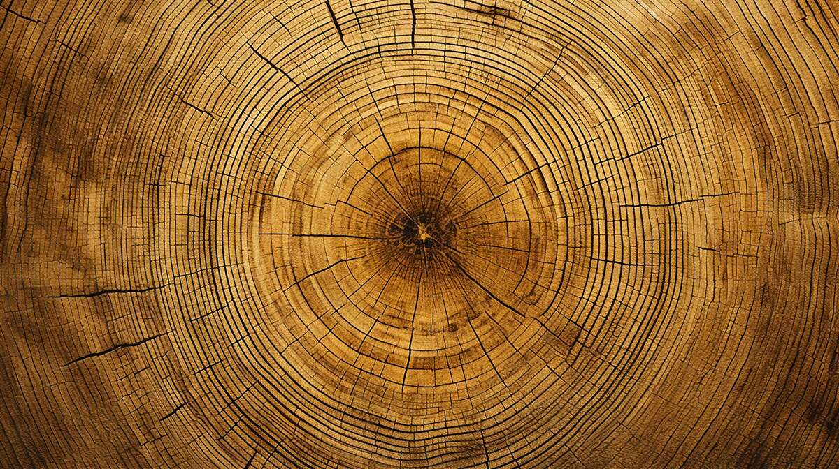 Fotobehang fragmenten van een boompilaar rijk aan eeuwenoude lagen