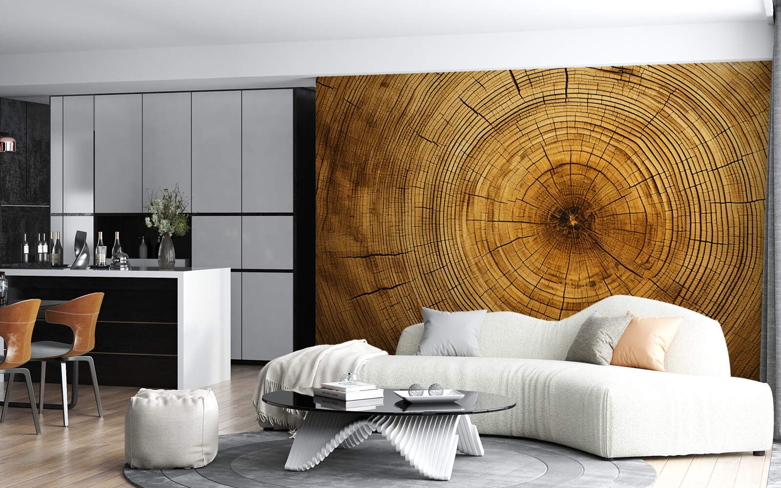 Fotobehang fragmenten van een boompilaar rijk aan eeuwenoude lagen